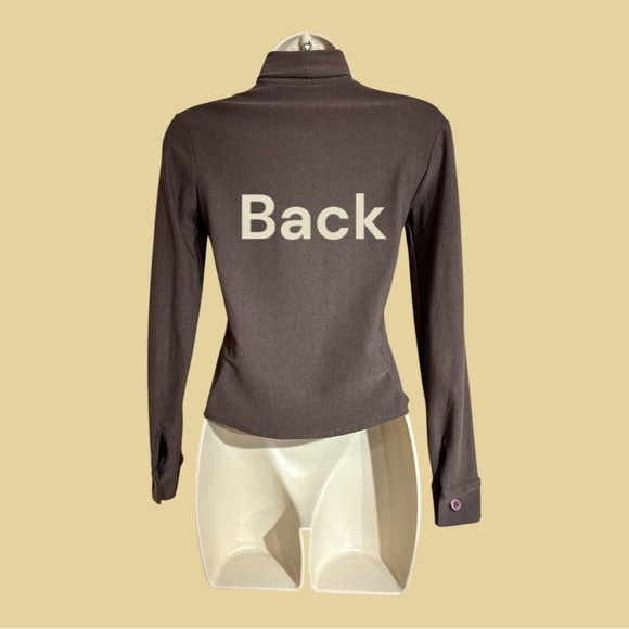 Vintage Bisou Bisou Brown Turtleneck Long Sleeve Stretch Top Small Made in USA - Picture 3 of 7